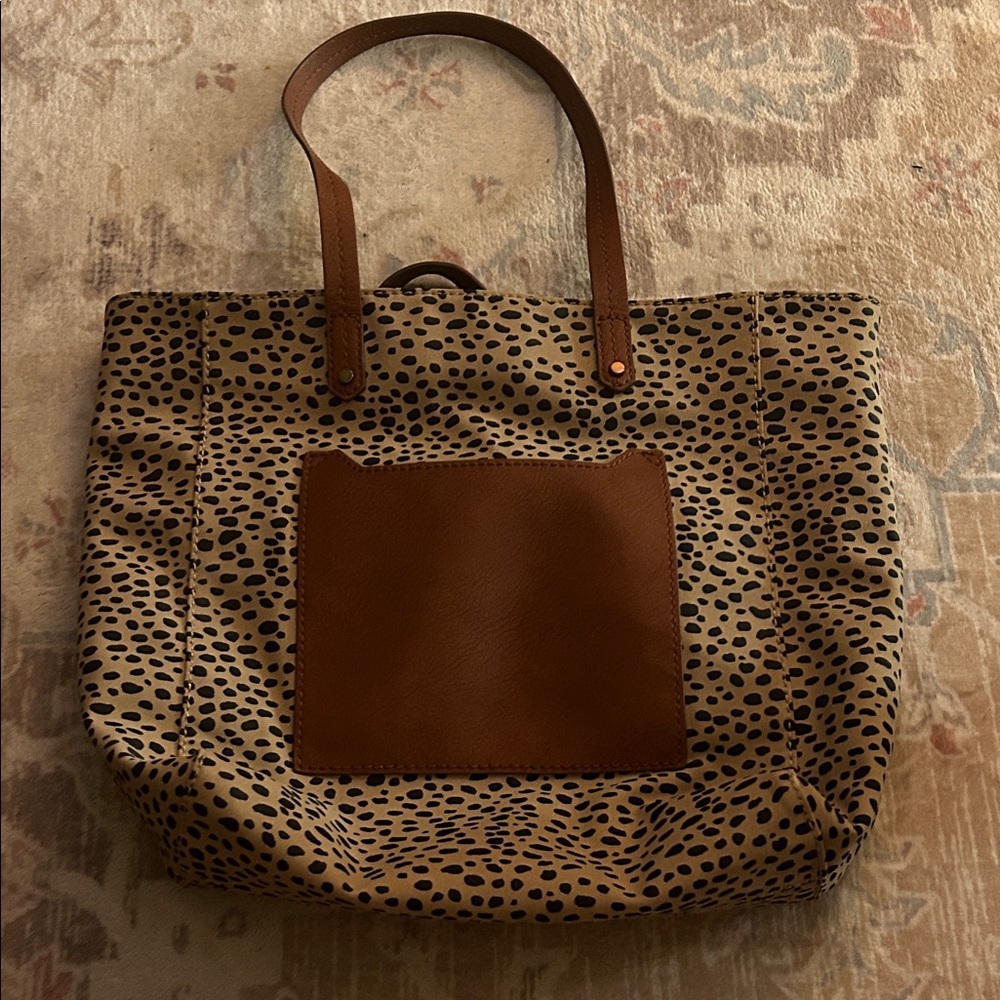 Universal Thread Leopard Print Tote With Brown Ac… - image 1
